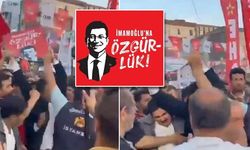 Vatandaşın elindeki 'İmamoğlu'na Özgürlük' pankartına polis müdahalesi